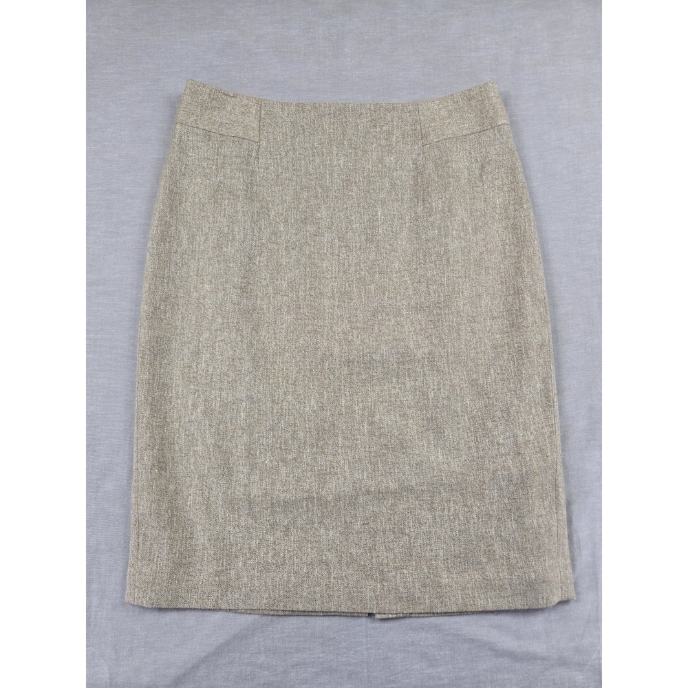 Ann Taylor Beige Linen Blend Lined Pencil Skirt Size 10 Marled Business Casual